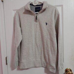 New-US Polo Assn. Gray Grey Wheat 3/4 Zip